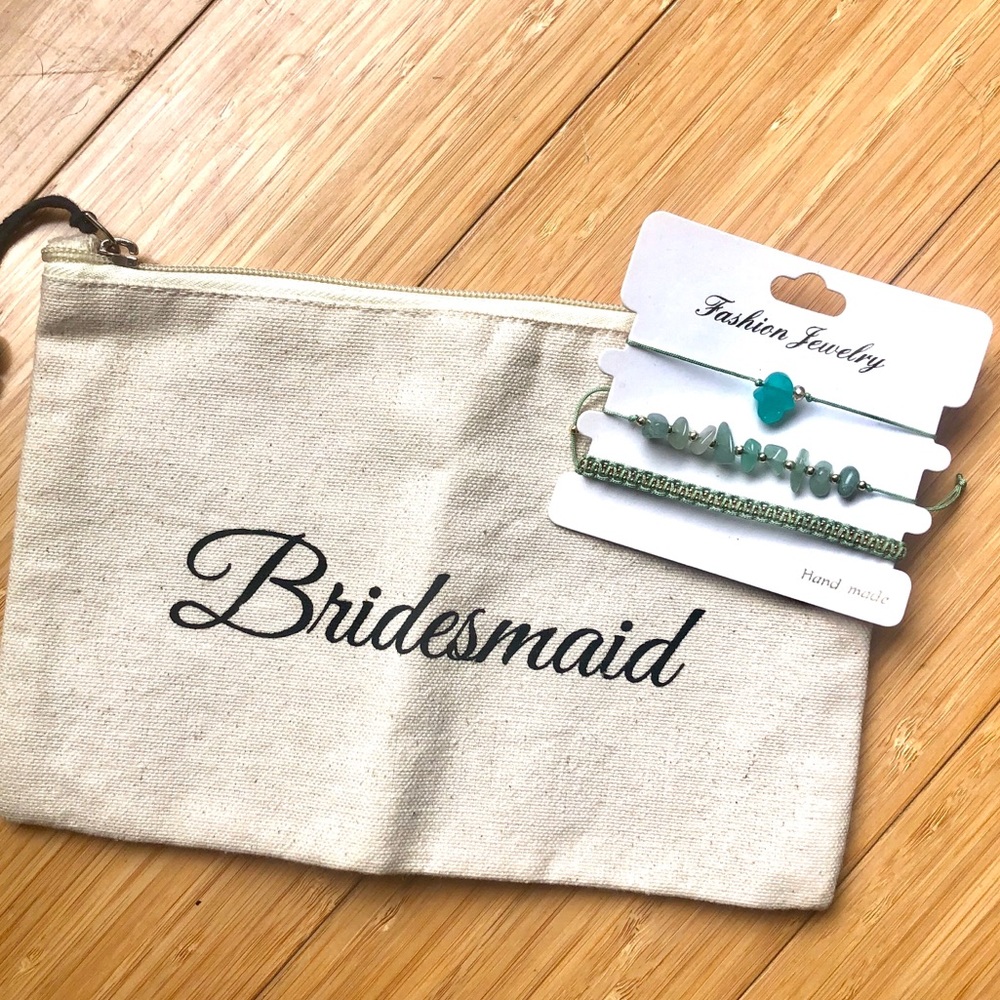 Bridesmaid clutch and bracelets